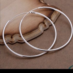 STERLING SILVER BIG HOOP EARRINGS